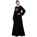 Emirates Umbrella abaya with embroidery work-Black